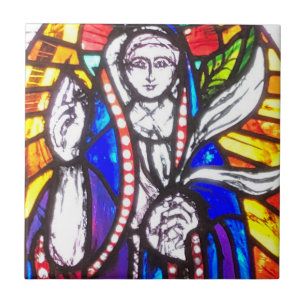 Stained Glass Design with Religious Figure. Tile