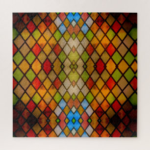 Stained Glass Diamond Pattern Jigsaw Puzzle