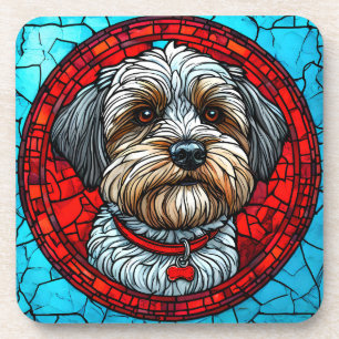 🐶 Stained Glass Dog Art Elegant Colourful Pet Coaster
