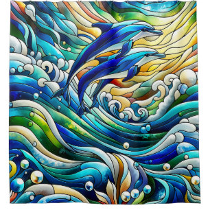 “Stained Glass Dolphin Delight”