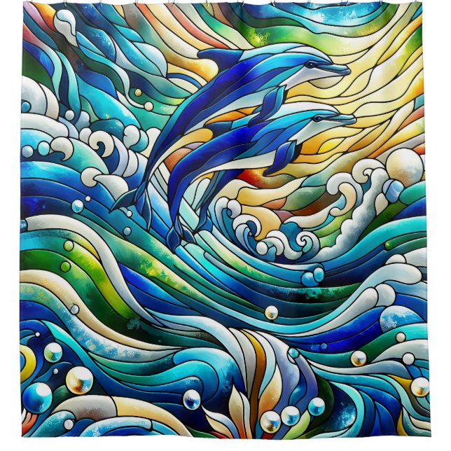“Stained Glass Dolphin Delight” (Front)