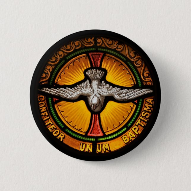 Stained glass dove 2 inch round button (Front)