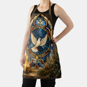 Stained Glass Dove Christmas Window Apron