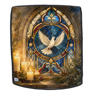 Stained Glass Dove Christmas Window Backpack
