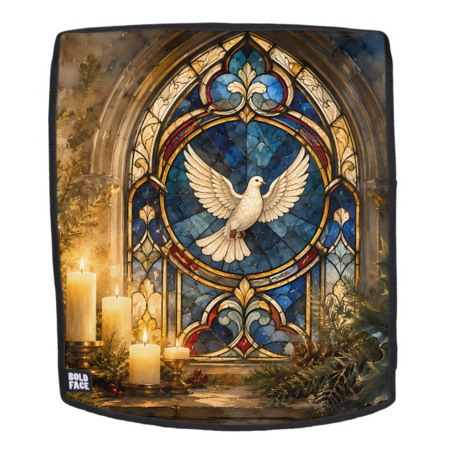 Stained Glass Dove Christmas Window Backpack (Removable Face)