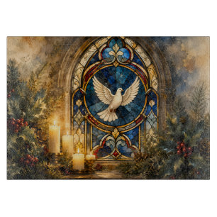 Stained Glass Dove Christmas Window Cutting Board