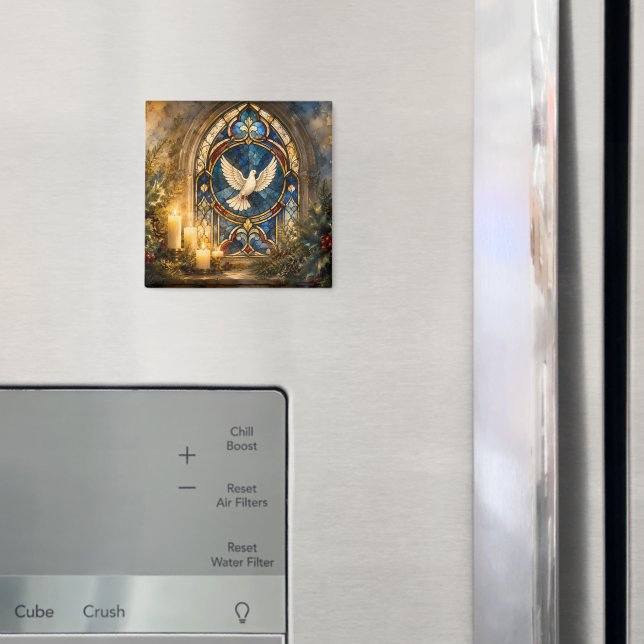 Stained Glass Dove Christmas Window Magnet (In Situ (Fridge))