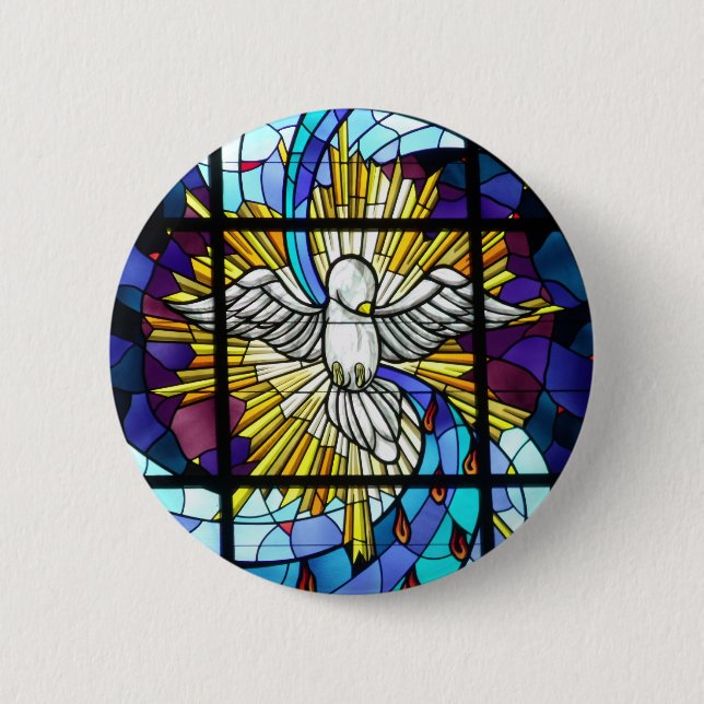Stained Glass Dove of Peace Collection 2 Inch Round Button (Front)