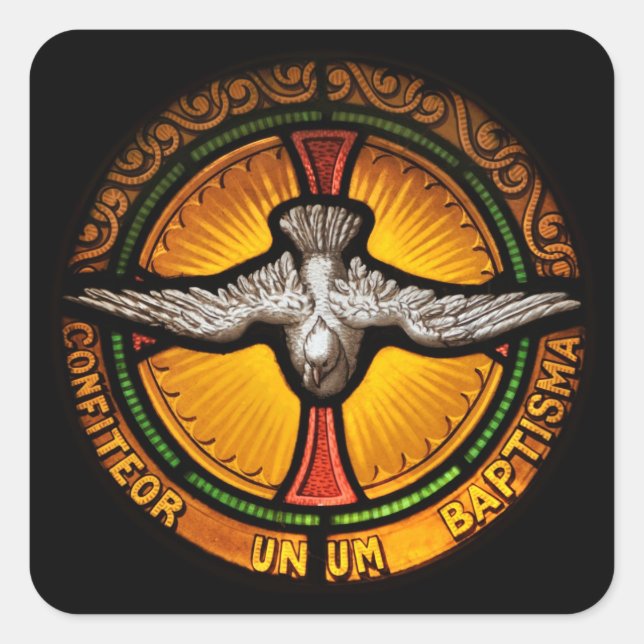 Stained glass dove square sticker (Front)