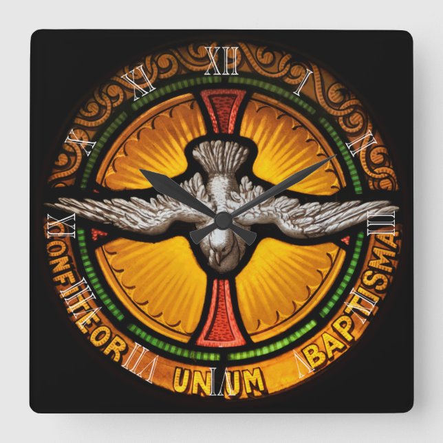 Stained glass dove square wall clock (Front)