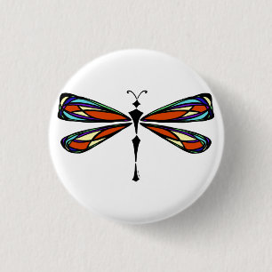Stained Glass Dragonfly Button