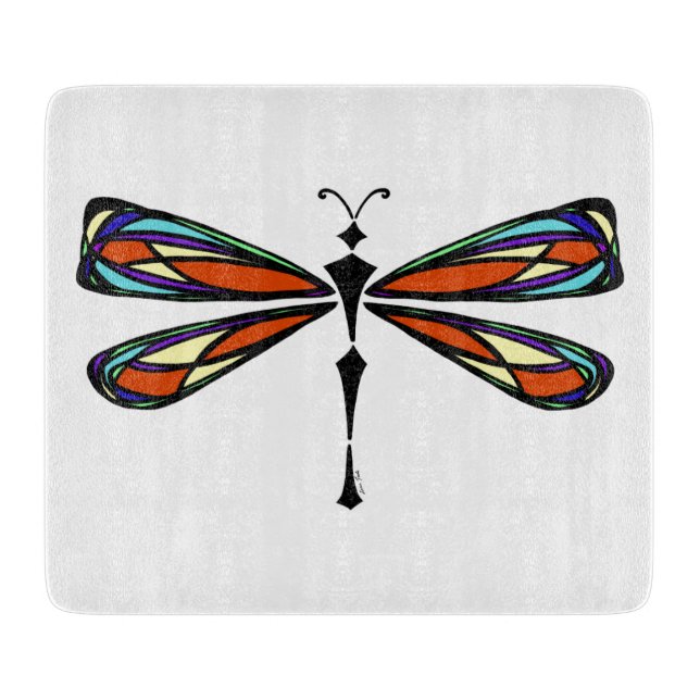 Stained Glass Dragonfly Decorative Cutting Board (Front)