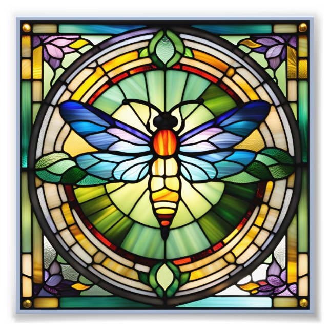 Stained Glass Dragonfly Photo Print (Front)