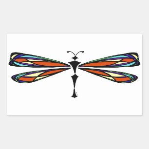 Stained Glass Dragonfly Rectangle Sticker