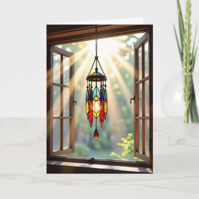 Stained Glass Dreamcatcher in Window | Birthday Card (Front)