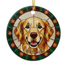 Stained glass effect DOG'S name Christmas 