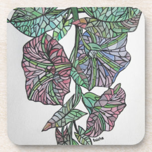 Stained Glass Effect Morning Glory September Birth Coaster