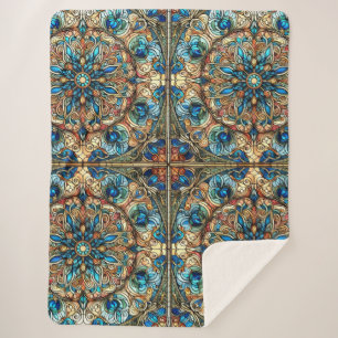Stained Glass Elaborate Design  Sherpa Blanket