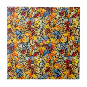 Stained Glass Fall Leave Pattern Tile