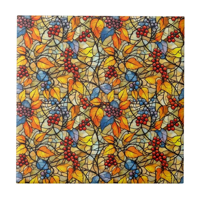 Stained Glass Fall Leave Pattern Tile (Front)