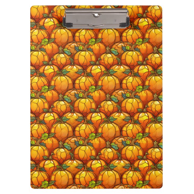 Stained Glass Fall Pumpkin Field  Clipboard (Front)