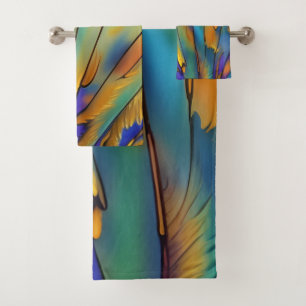 Stained Glass Feather AI Abstract Art Bath Towel Set