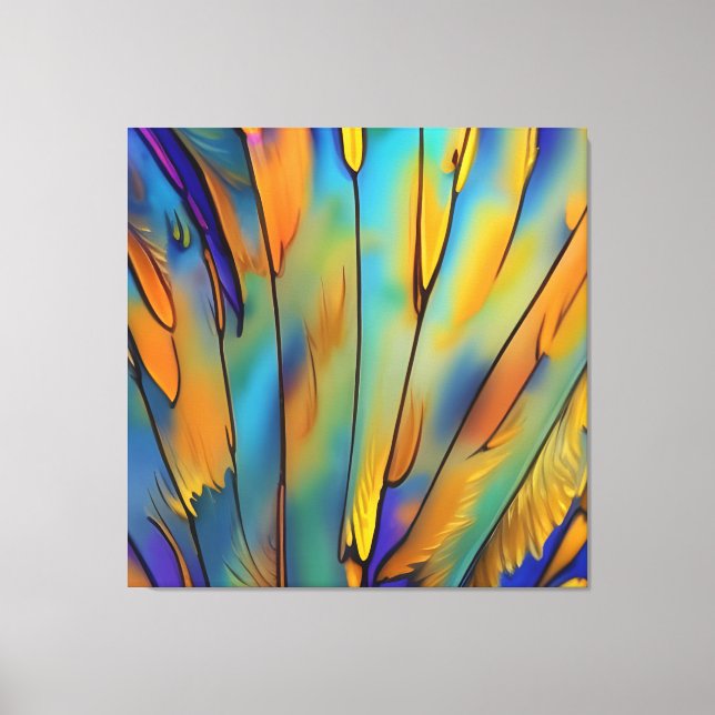 Stained Glass Feather AI Abstract Art   Canvas Print (Front)