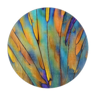 Stained Glass Feather AI Abstract Art Cutting Board