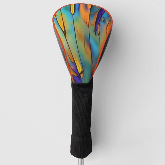 Stained Glass Feather AI Abstract Art  Golf Head Cover (Front)