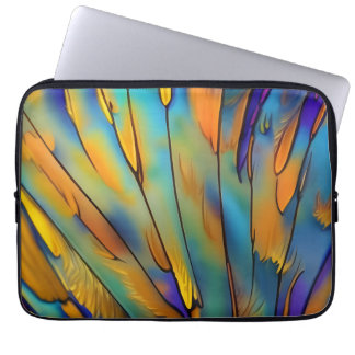 Stained Glass Feather AI Abstract Art Laptop Sleeve