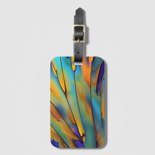 Stained Glass Feather AI Abstract Art   Luggage Tag
