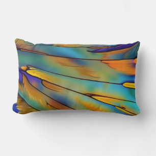 Stained Glass Feather AI Abstract Art Lumbar Pillow