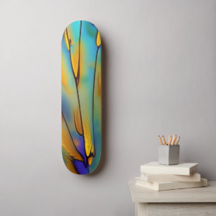 Stained Glass Feather AI Abstract Art Skateboard