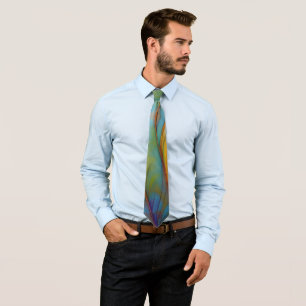 Stained Glass Feather AI Abstract Art  Tie