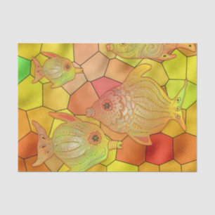 Stained Glass Fish Tank Yellow Decoupage Tissue Paper