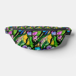 Stained glass floral design fanny pack