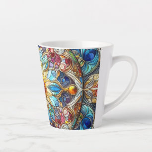 Stained Glass Floral Design Latte Mug