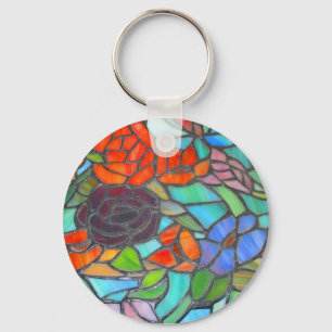 Stained Glass Floral Keychain