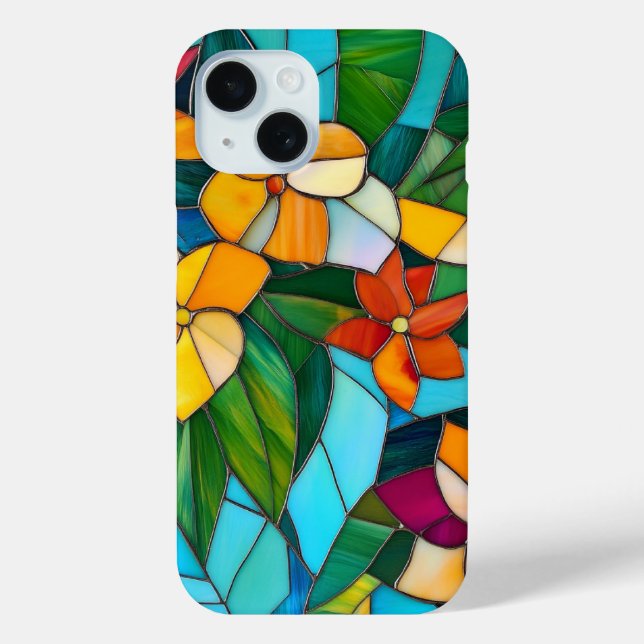 Stained Glass Floral Nature Art Phone Case Gift (Back)