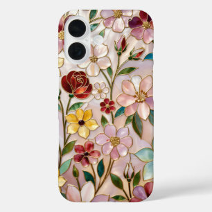 Stained Glass Floral Phone Case Pink Wildflower