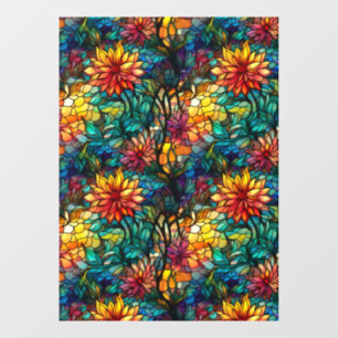 Stained Glass Floral Seamless Pattern Window Cling