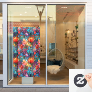 Stained Glass Floral Seamless Pattern Window Cling