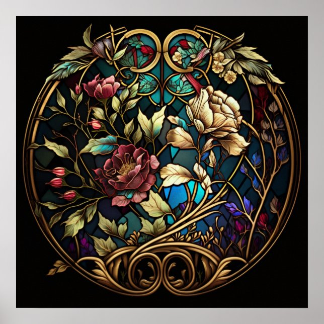 Stained Glass Floral Surprise Poster (Front)