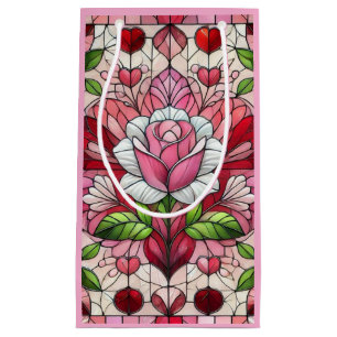 Stained glass floral Valentine's day Small Gift Bag