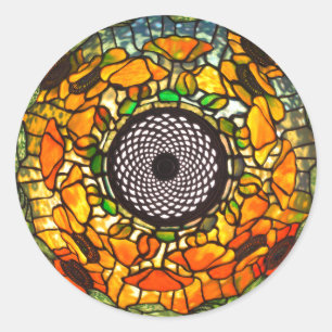 Stained glass floral vintage classic round sticker