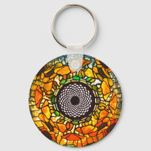 Stained glass floral vintage keychain