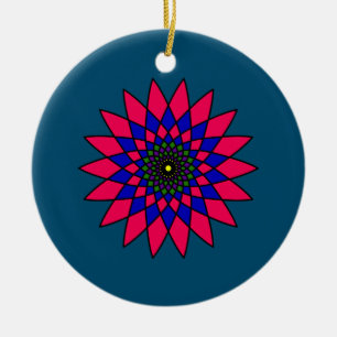 Stained Glass Flower Blossom Ceramic Ornament