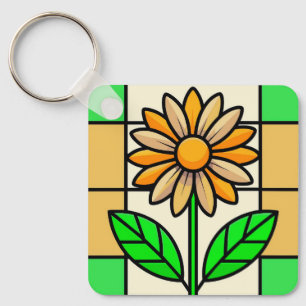 Stained Glass Flower Keychain