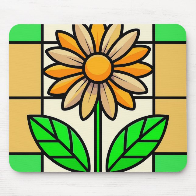 Stained Glass Flower Mouse Pad (Front)