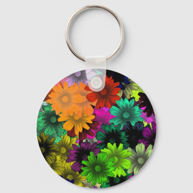 Stained glass flowers keychain (Front)